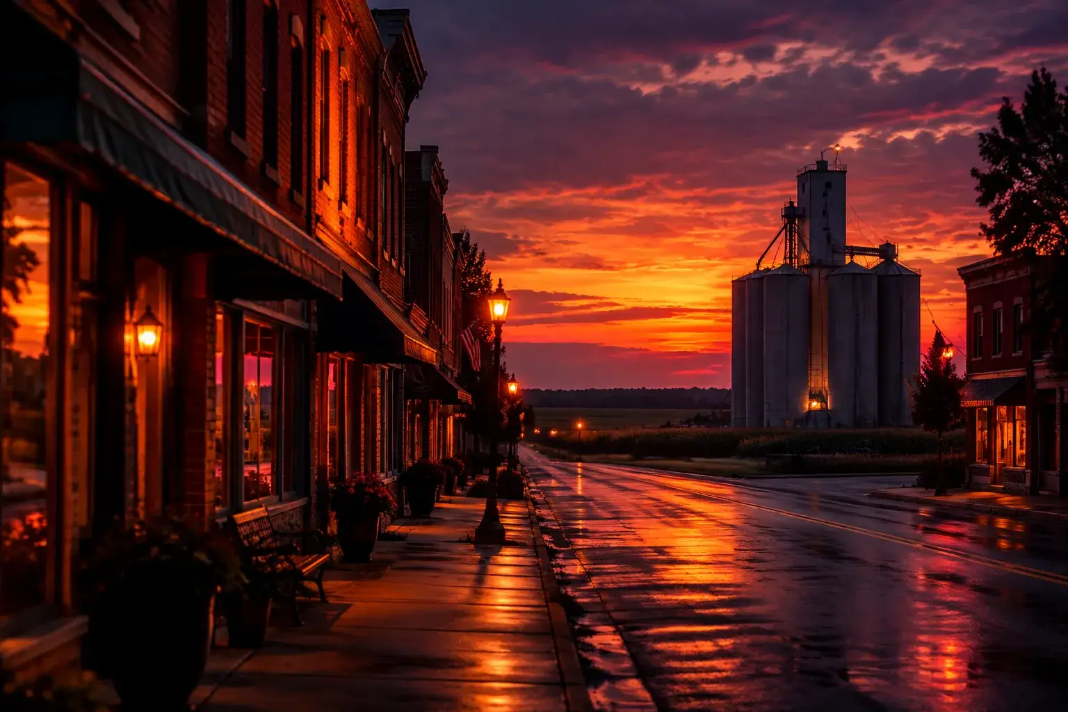 Northwest Ohio business district near Delta, Ohio