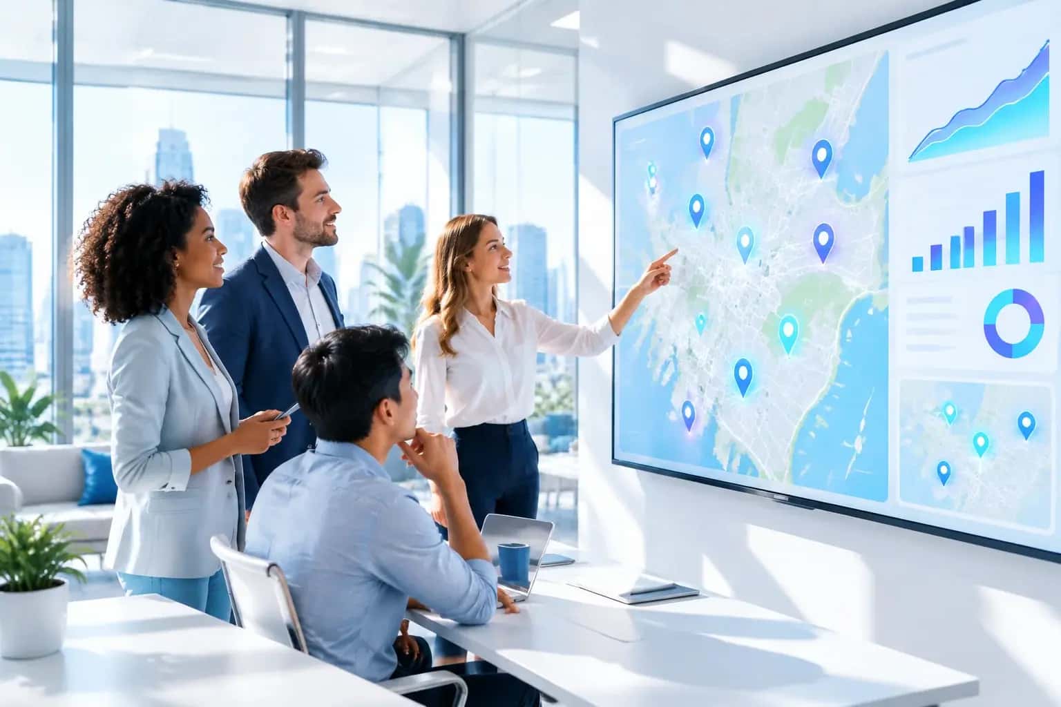 Position Punisher Agency SEO war room with Google Maps rankings and analytics dashboards
